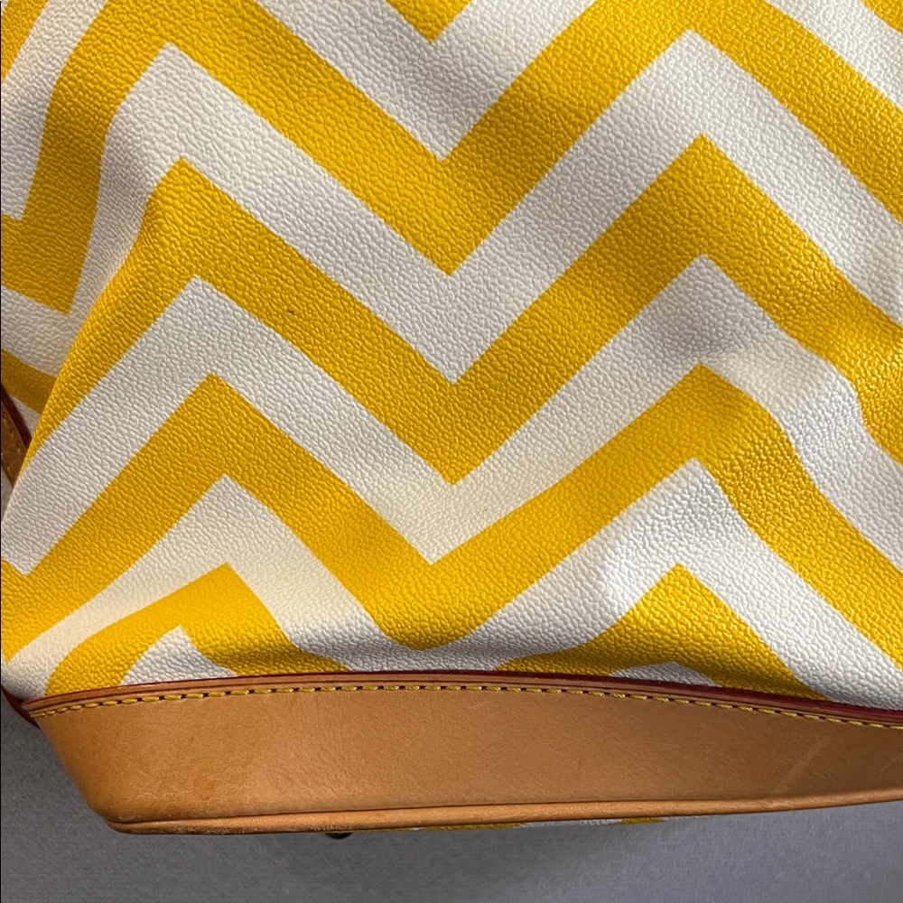 Dooney & Bourke Yellow and White Chevron Tote - Picture 3 of 16
